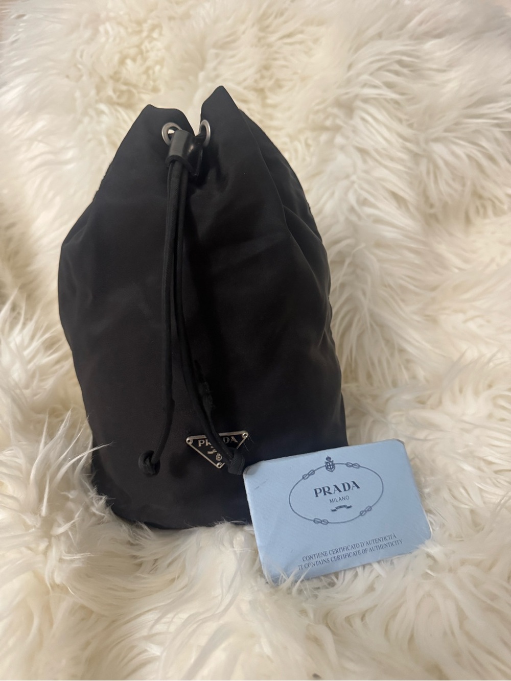 Prada Black Nylon Drawstring Pouch